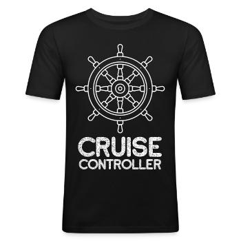 Tempomat | Wasser-Kommando - Männer Slim Fit T-Shirt - Schwarz - Vorne - Nik (191cm)