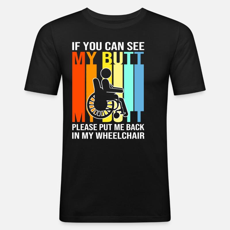 Rollstuhl - Männer Slim Fit T-Shirt - Schwarz