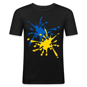 Ukraine, blau / gelb - Männer Slim Fit T-Shirt - Schwarz - Vorne - Nik (191cm)