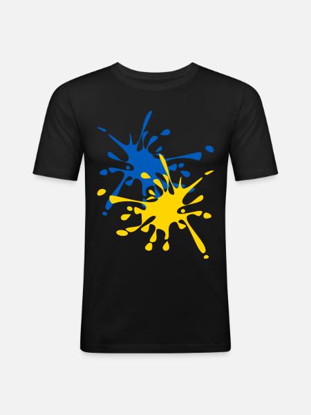 Ukraine, bleu / jaune - T-shirt près du corps Homme - noir