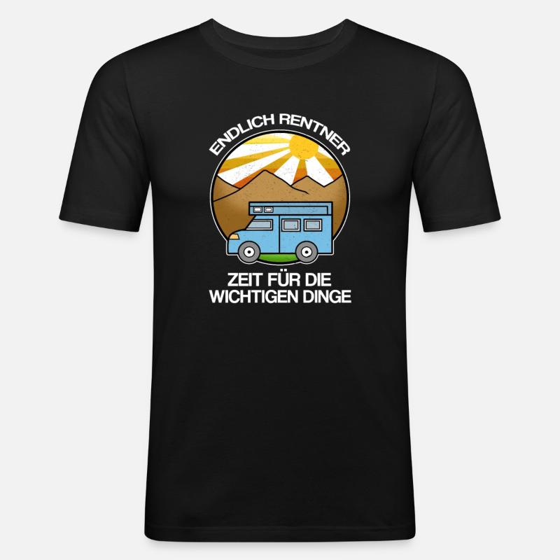 Endlich Rentner Camping Rentner - Männer Slim Fit T-Shirt - Schwarz