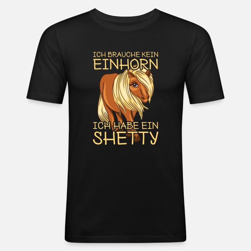 Shettypony Shetty Shetlandpony - Männer Slim Fit T-Shirt - Schwarz