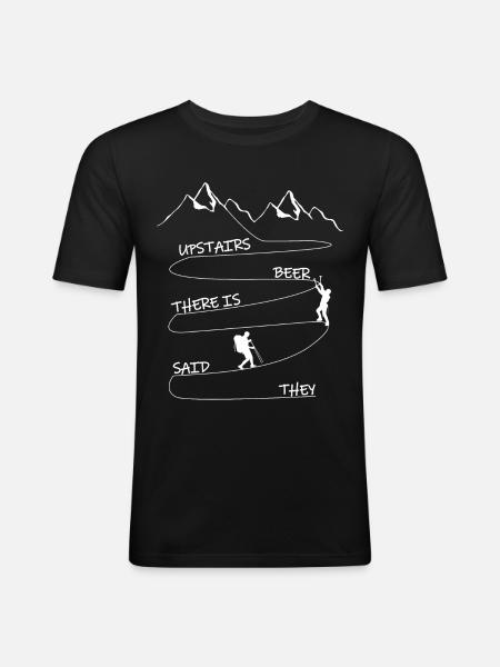 Wandern , Berge und Bier - Männer Slim Fit T-Shirt - Schwarz