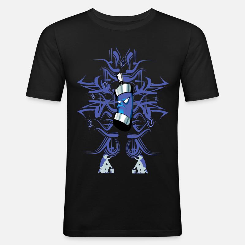 Graffiti - Männer Slim Fit T-Shirt - Schwarz
