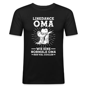 Line Dance Großmutter Tänzerin Country Western Oma - Männer Slim Fit T-Shirt - Schwarz - Vorne - Nik (191cm)