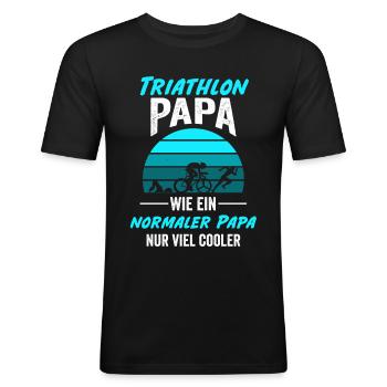 Triathlon Papa Triathlet Vater Schwimmen Laufen Va - Männer Slim Fit T-Shirt - Schwarz - Vorne - Nik (191cm)