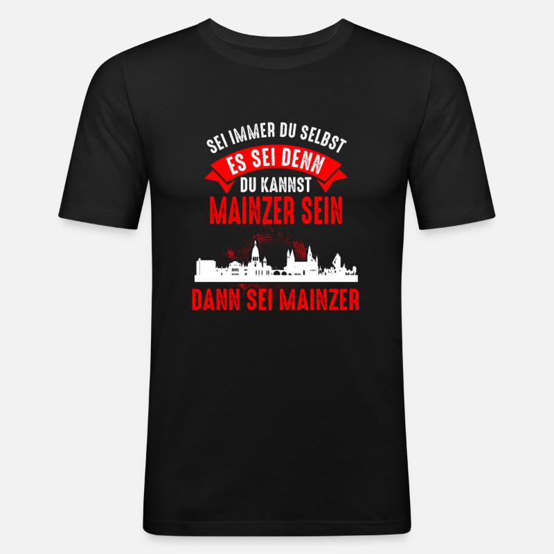 Mainz Skyline Mainzer Geschenk - Männer Slim Fit T-Shirt - Schwarz