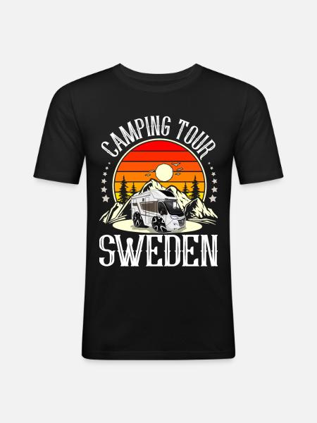 Camping Tour Sweden Camping Camper - Men's Slim Fit T-Shirt - black