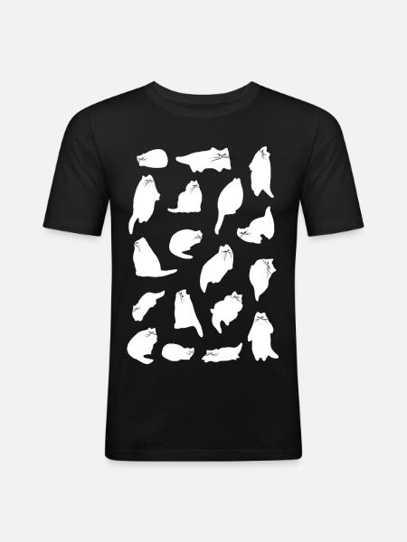 WHITE CAT ENERGY - Men's Slim Fit T-Shirt - black