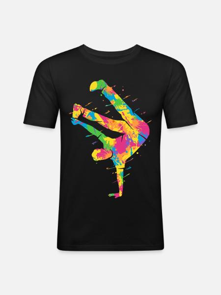 Breakdancing Bunt Breakdancer Jungen Breakdance - Männer Slim Fit T-Shirt - Schwarz