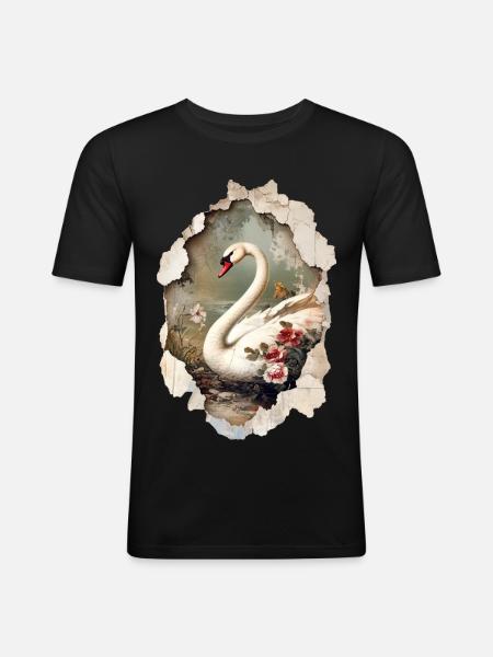 cygne - T-shirt près du corps Homme - noir