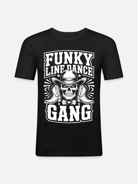 Funky Line-Dance Gang Skull - Men's Slim Fit T-Shirt - black