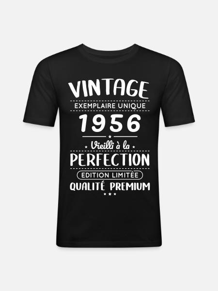 1956 – Jahrgang – Perfekt gereift - Männer Slim Fit T-Shirt - Schwarz