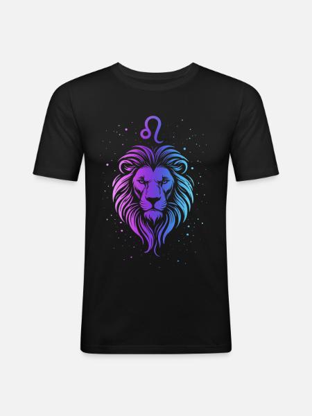 Pastellgradient Leo Lion Design - Männer Slim Fit T-Shirt - Schwarz