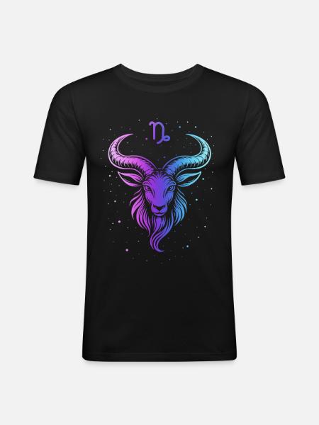 Bunte Ziege mit Sternmuster - Männer Slim Fit T-Shirt - Schwarz