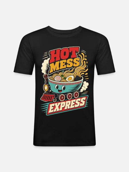 Hot Mess Express Ramen Zug - Männer Slim Fit T-Shirt - Schwarz