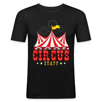 Circus Staff , Cirque MItarbeiter, Manège Libre - T-shirt près du corps Homme - noir - Devant - Nik (191cm)