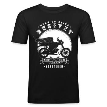 Ostmoped, 50ccm S51 Simmi Wenn du keine Besitzt .. - Männer Slim Fit T-Shirt - Schwarz - Vorne - Nik (191cm)