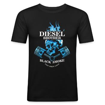 Diesel Brother Black Smoke, Fast Dirty Loud - T-shirt près du corps Homme - noir - Devant - Nik (191cm)