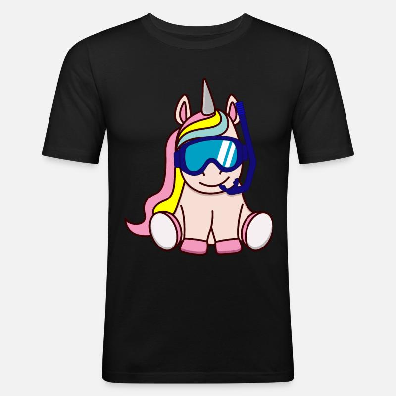 Taucher Einhorn Geschenkidee Geschenk - Männer Slim Fit T-Shirt - Schwarz