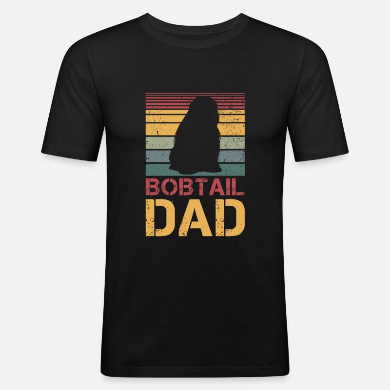 Bobtail Dad Papa - Männer Slim Fit T-Shirt - Schwarz