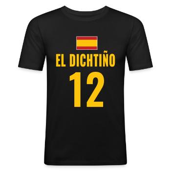 Spanien Spielernamen Saufnamen Fußball Sauf Trikot - Männer Slim Fit T-Shirt - Schwarz - Vorne - Nik (191cm)