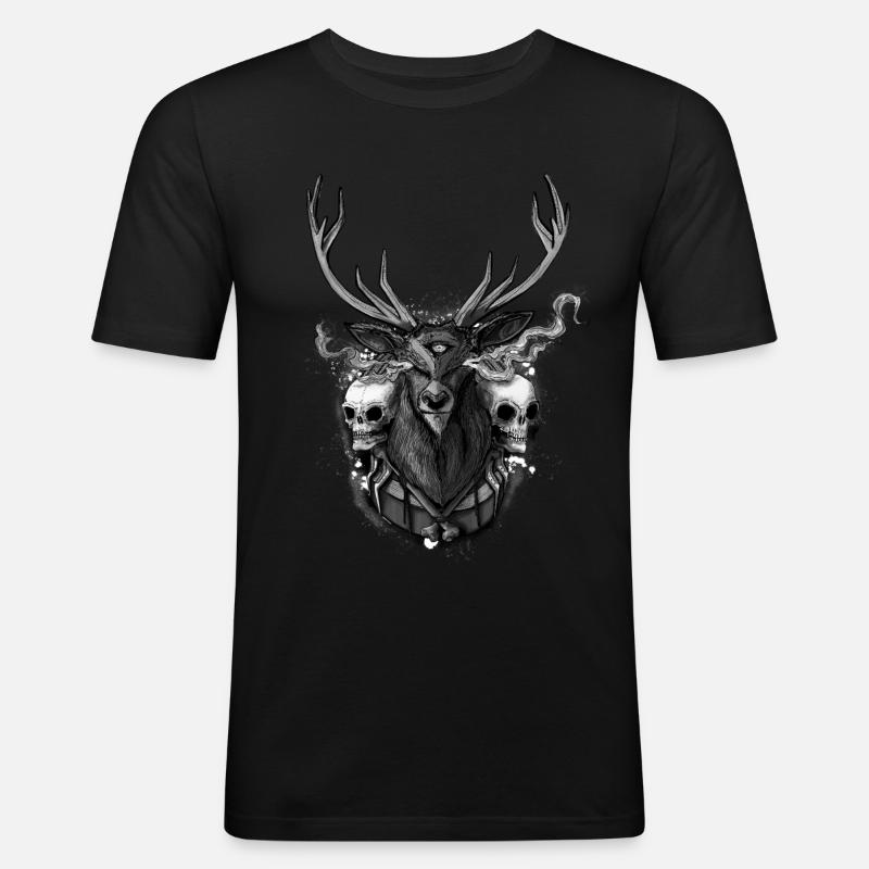 Cerf - BONE SQL PRY - T-shirt près du corps Homme - noir
