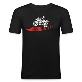 Biker Design Motorradfahrer Geschenk - Männer Slim Fit T-Shirt - Schwarz - Vorne - Nik (191cm)