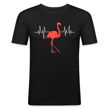 Heartbeat Flamingo ECG flamingos - Men's Slim Fit T-Shirt - black - Front - Nik (191cm)
