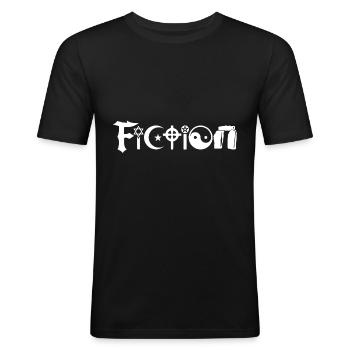 Fiction - Lustiges atheistisches Design - Männer Slim Fit T-Shirt - Schwarz - Vorne - Nik (191cm)