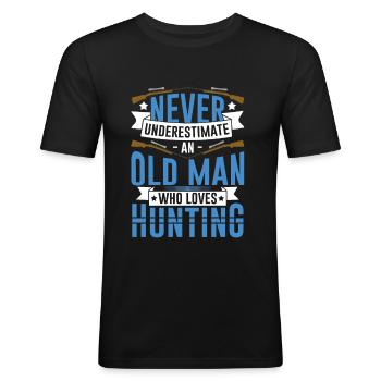 Att jaga - Slim Fit T-shirt herr - svart - Fram - Nik (191cm)