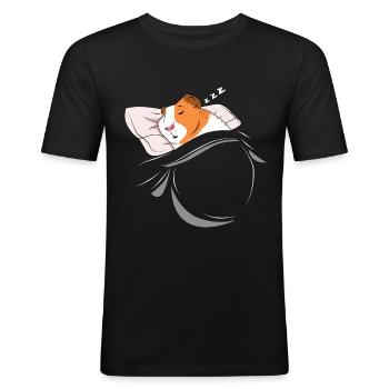 Sleeping and slumbering guinea pig - Men's Slim Fit T-Shirt - black - Front - Nik (191cm)