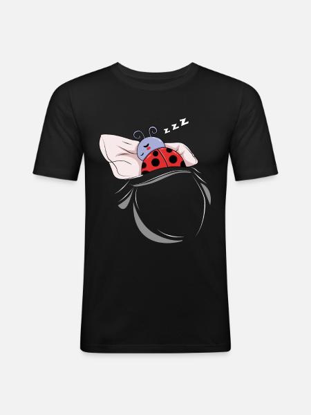 Sleeping and slumbering ladybug - Men's Slim Fit T-Shirt - black