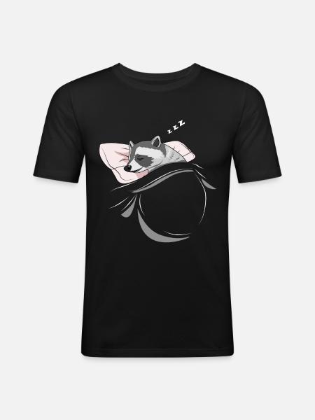 Sleeping and slumbering raccoon - Men's Slim Fit T-Shirt - black