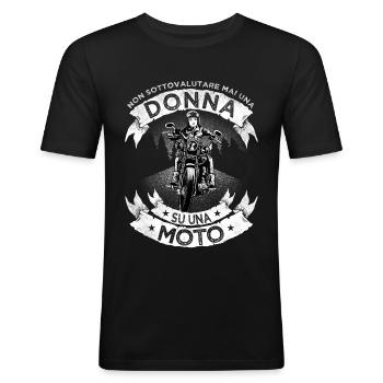 Biker Donna Compleanno Idea Regalo Moto Bike - Männer Slim Fit T-Shirt - Schwarz - Vorne - Nik (191cm)