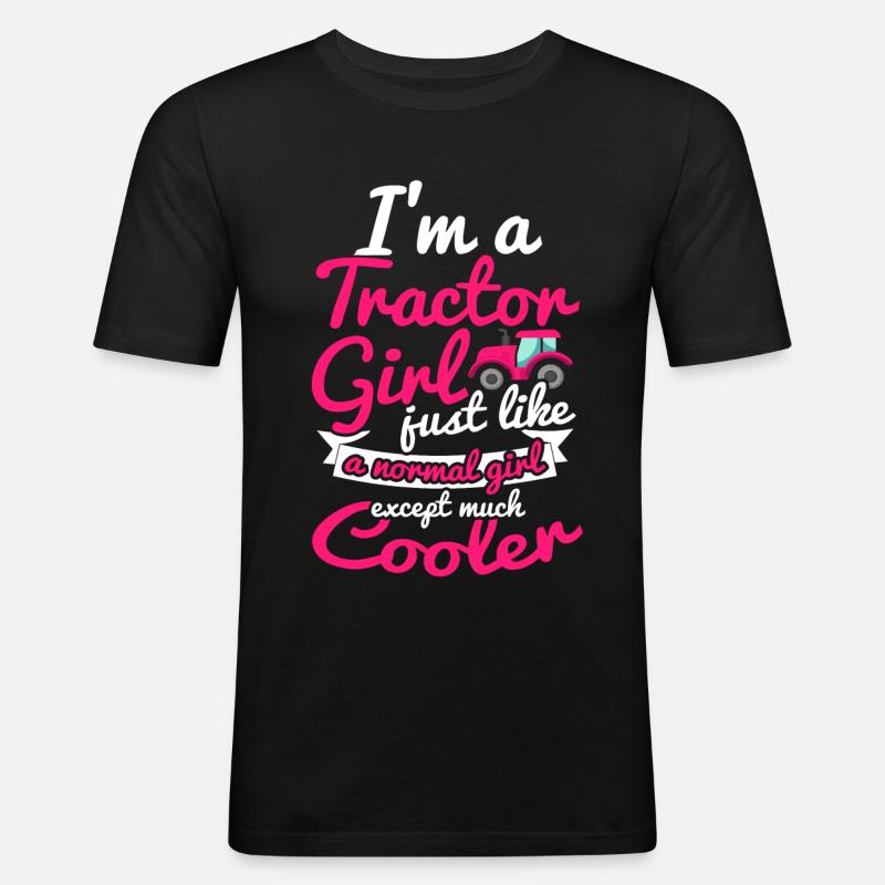 Traktor mädchen - Männer Slim Fit T-Shirt - Schwarz