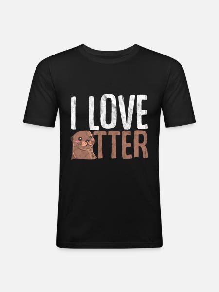 loutre - T-shirt près du corps Homme - noir