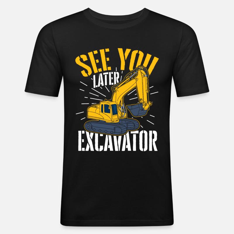 Bagger Bauarbeit Straßenbau Baggerfahren Arbeit - Männer Slim Fit T-Shirt - Schwarz