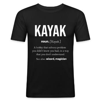 Kajak - Männer Slim Fit T-Shirt - Schwarz - Vorne - Nik (191cm)