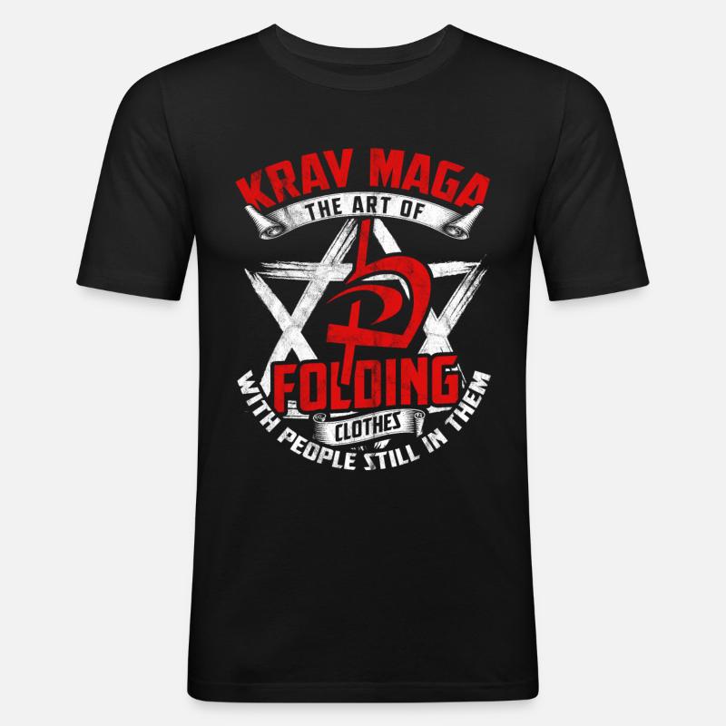 Krav Maga - Männer Slim Fit T-Shirt - Schwarz