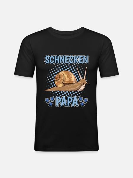 Schnecken Papa - Männer Slim Fit T-Shirt - Schwarz