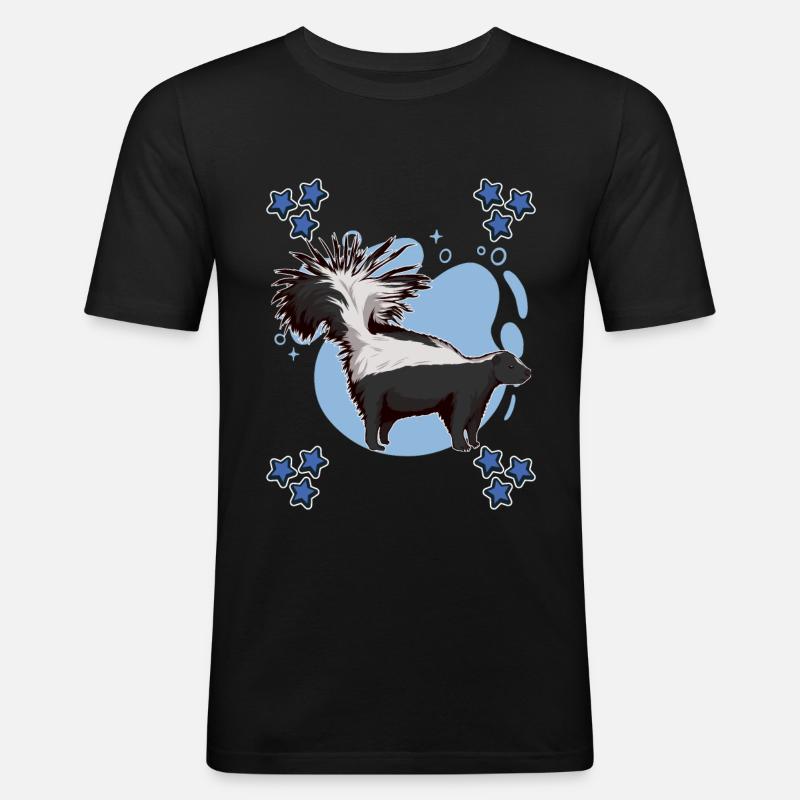 Stinktier Skunk Blue Design - Männer Slim Fit T-Shirt - Schwarz
