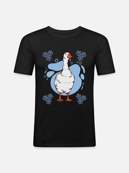 Gänse Goose Blue Design - Männer Slim Fit T-Shirt - Schwarz
