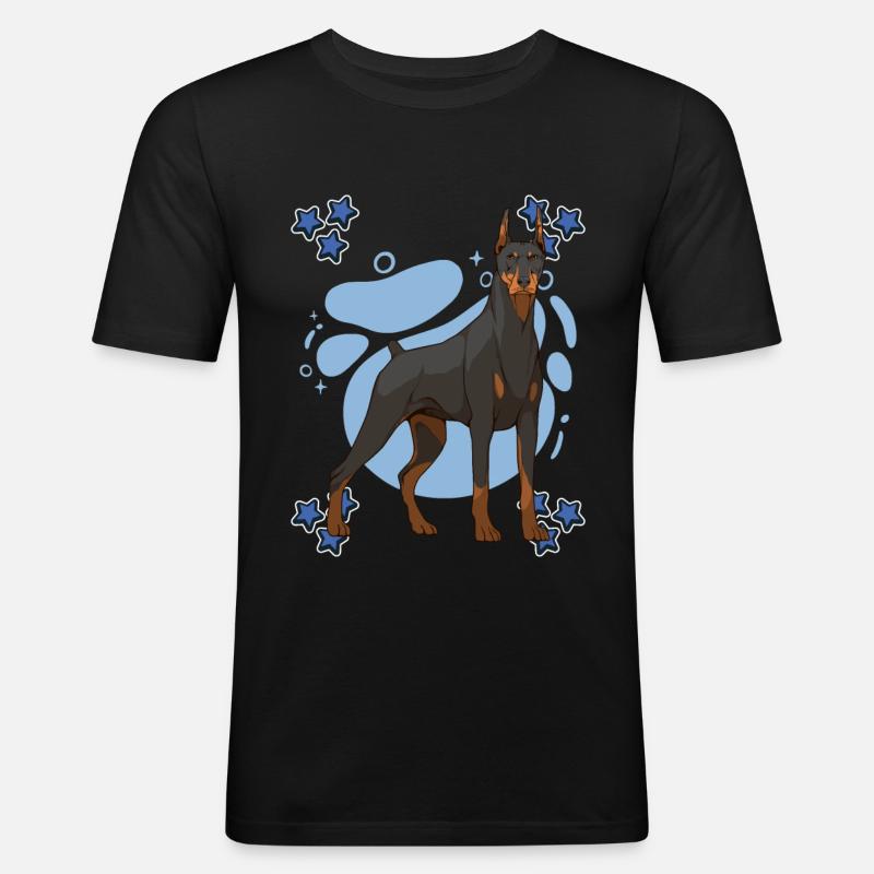 Dobermann Doberman Blue Design - Männer Slim Fit T-Shirt - Schwarz