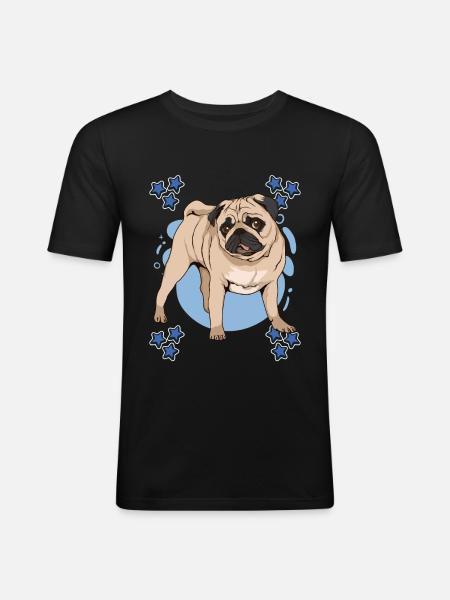 Mops Pug Blue Design - Men's Slim Fit T-Shirt - black