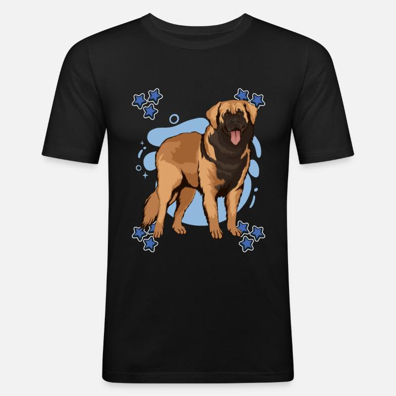 Leonberger Blue Design - Männer Slim Fit T-Shirt - Schwarz
