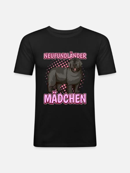 Neufundländer Mädchen - Männer Slim Fit T-Shirt - Schwarz