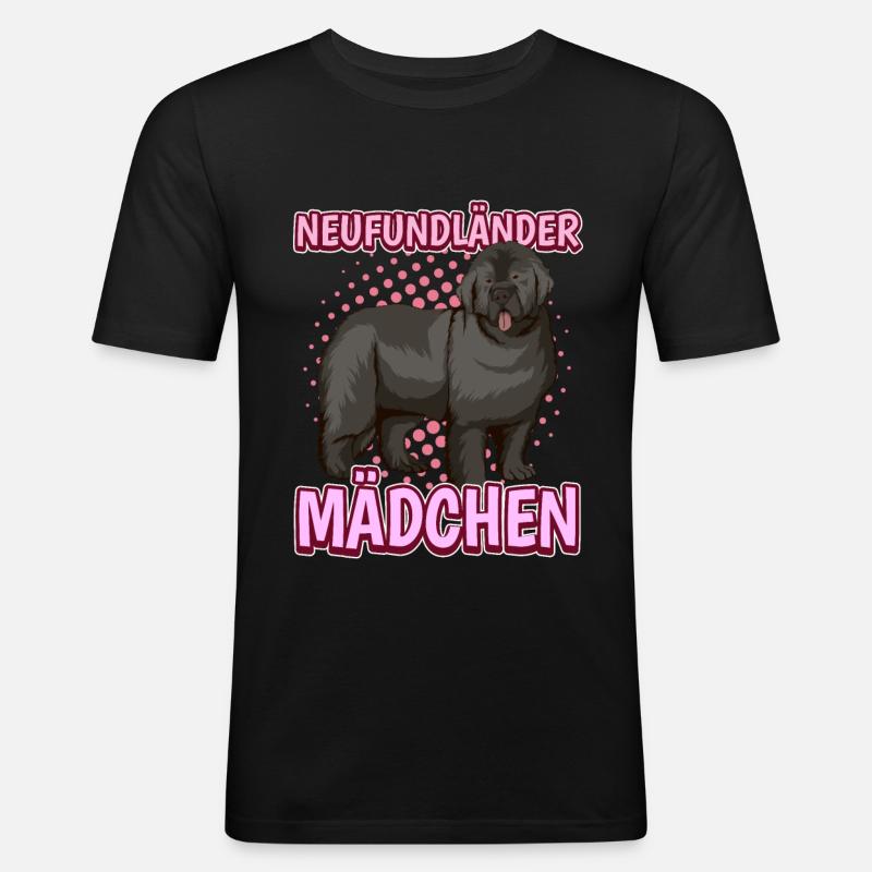 Neufundländer Mädchen - Männer Slim Fit T-Shirt - Schwarz