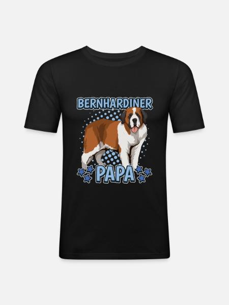 Bernhardiner Papa - Männer Slim Fit T-Shirt - Schwarz
