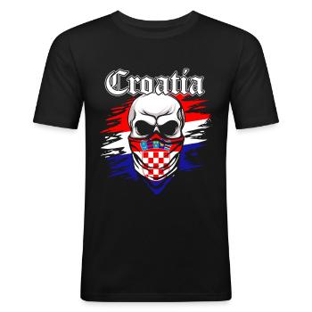 Kroatien Hrvatska Croatia Jugo Geschenk Balkan - Männer Slim Fit T-Shirt - Schwarz - Vorne - Nik (191cm)